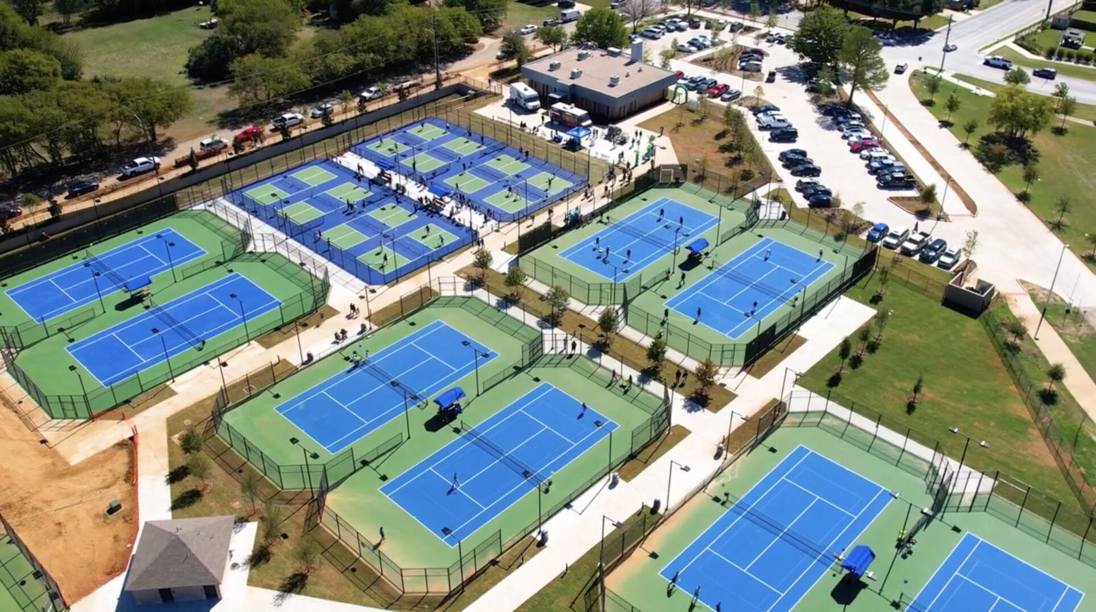 Aerial view of the Denton Tennis and Pickleball Center
