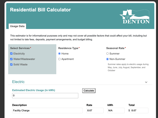 Want to estimate how much your utility bill will cost? Use Denton’s new