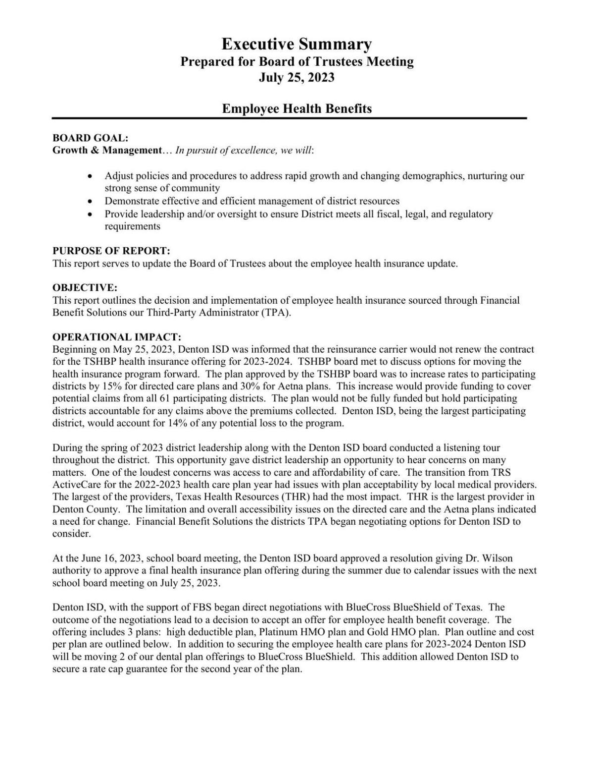 Denton ISD to offer Blue Cross Blue Shield health benefits | | dentonrc.com