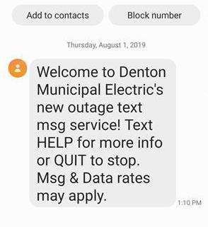 Dme Offers New Text Alert Service For Power Outages News Dentonrc Com