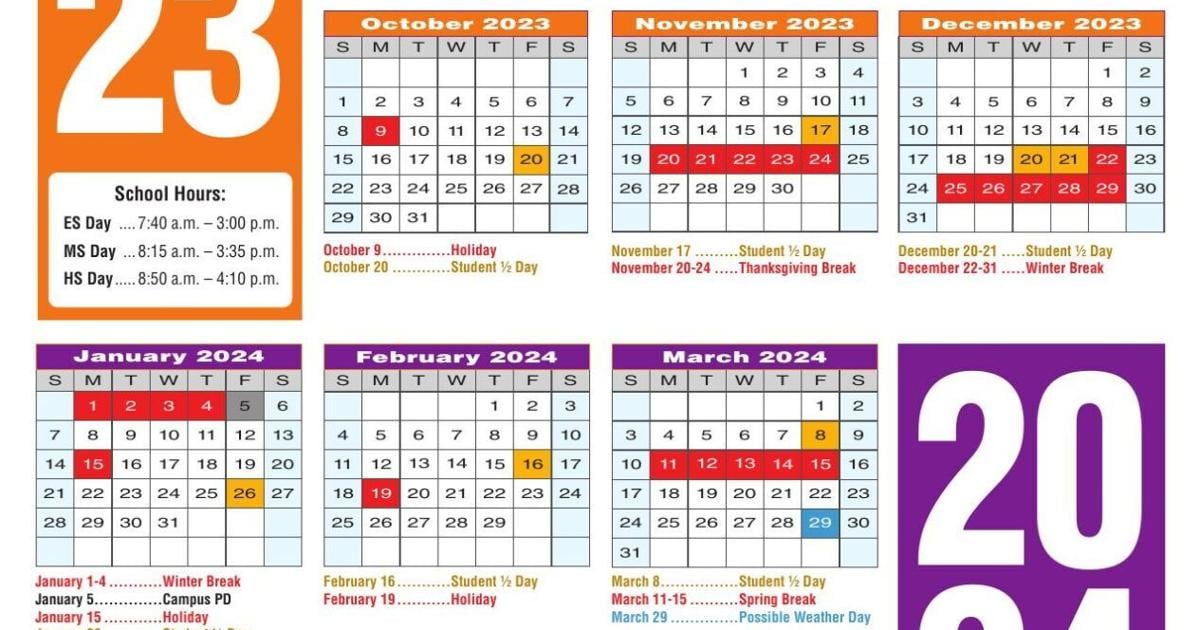 Denton ISD 20232024 calendar