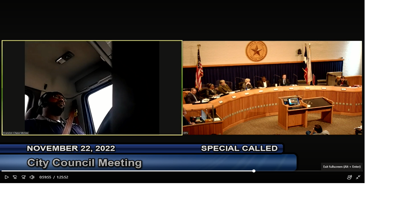 Denton council member video chats for meeting while driving truck