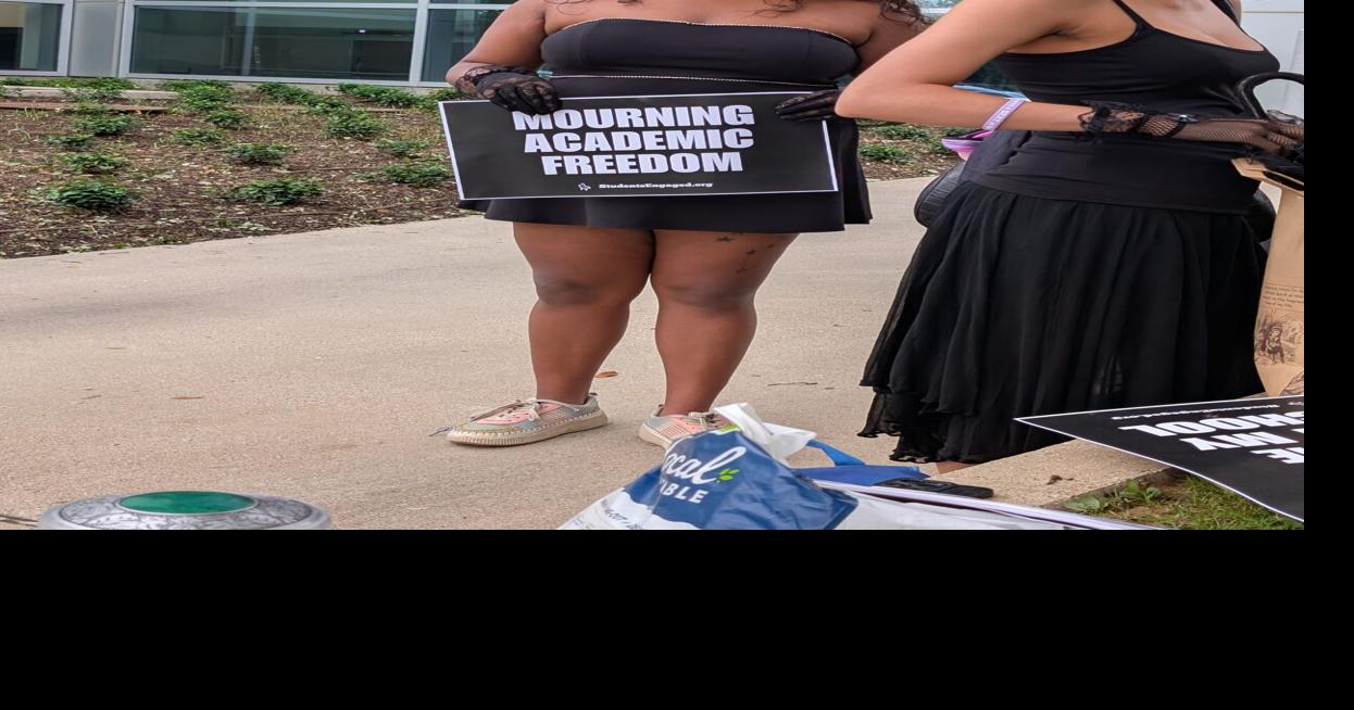 UNT students protest censorship with a funeral at Board of Regents meeting
