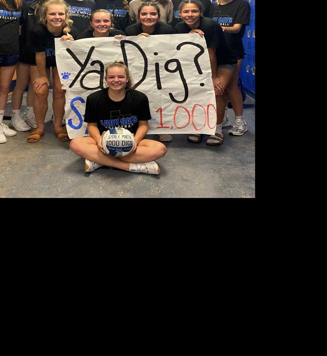 Volleyball roundup Krum's Sydney Martin breaks 1,000 career digs in