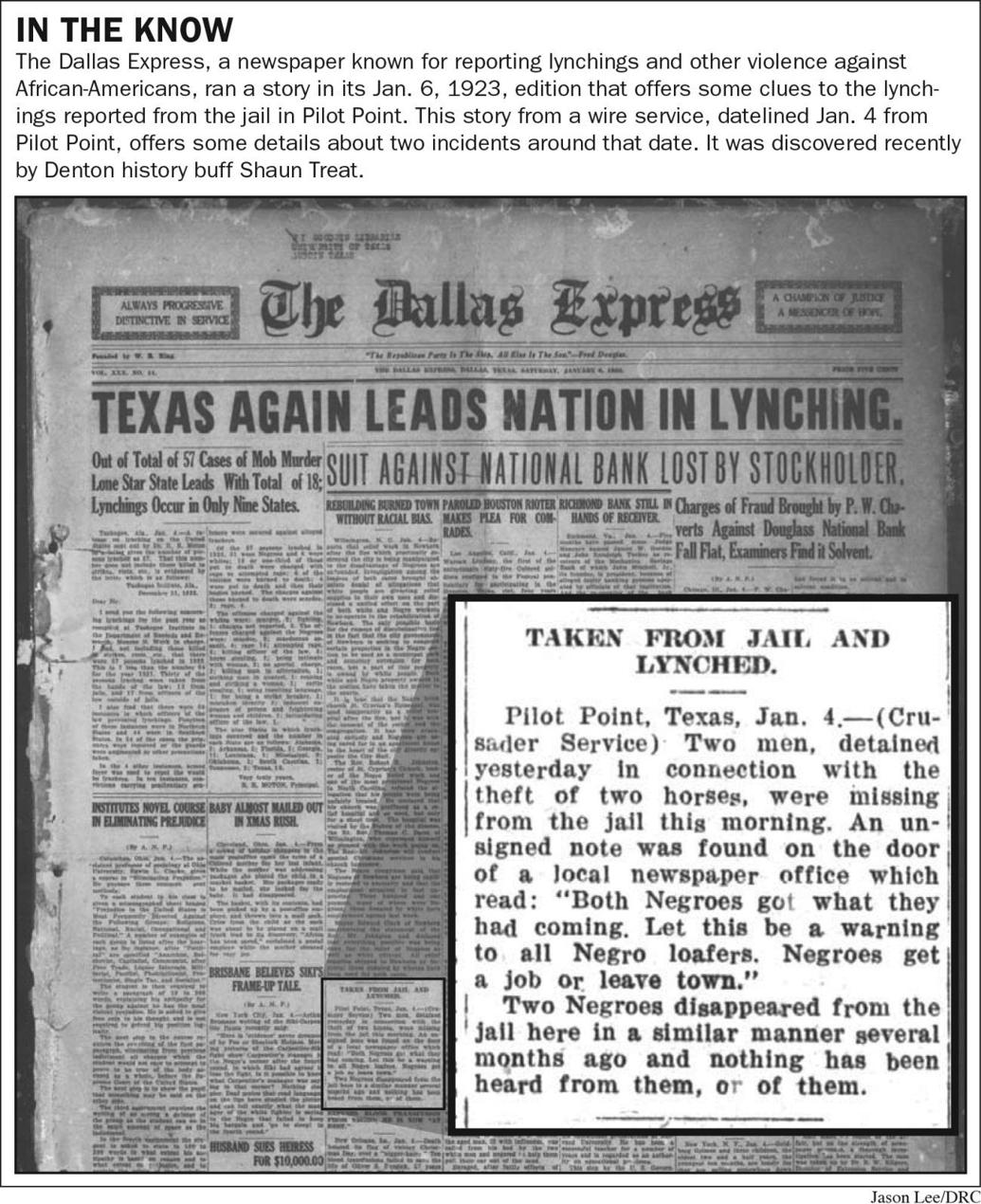 Old newspapers offer few clues to Denton County lynching News