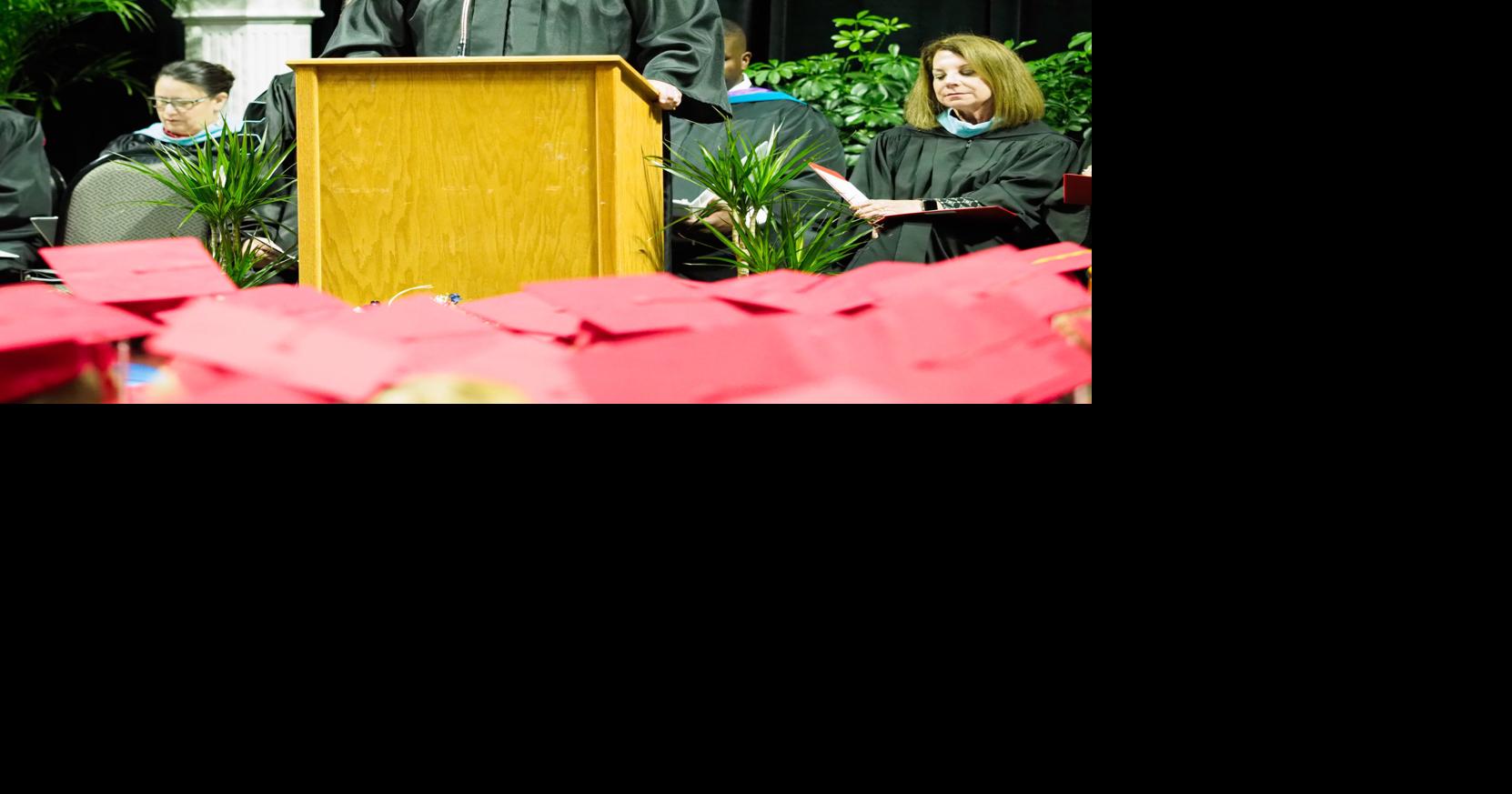Principal Vernon Reeves, gives a speech during the Ryan High School