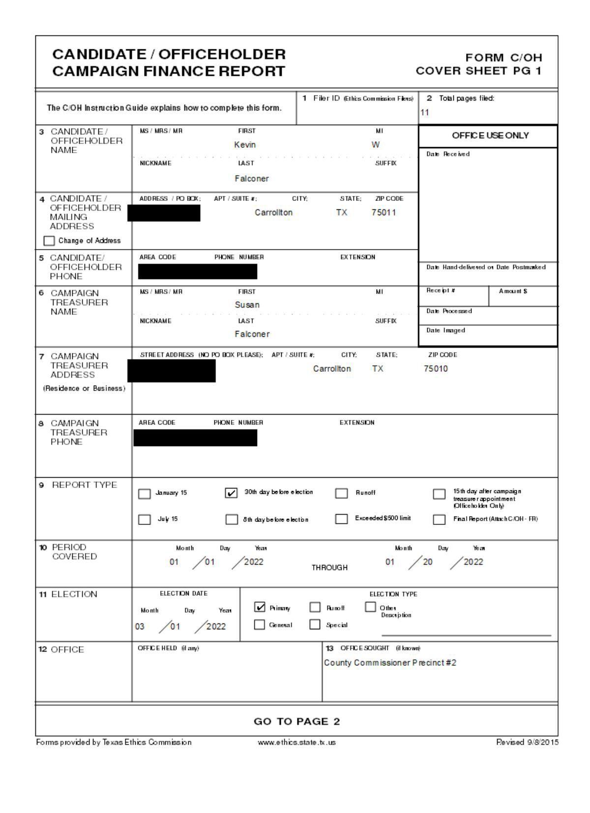 Kevin Falconer Campaign Finance