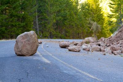 Closeup of the landslide of a blocked road Photo Credit: joshuaraineyphotography (iStock).
