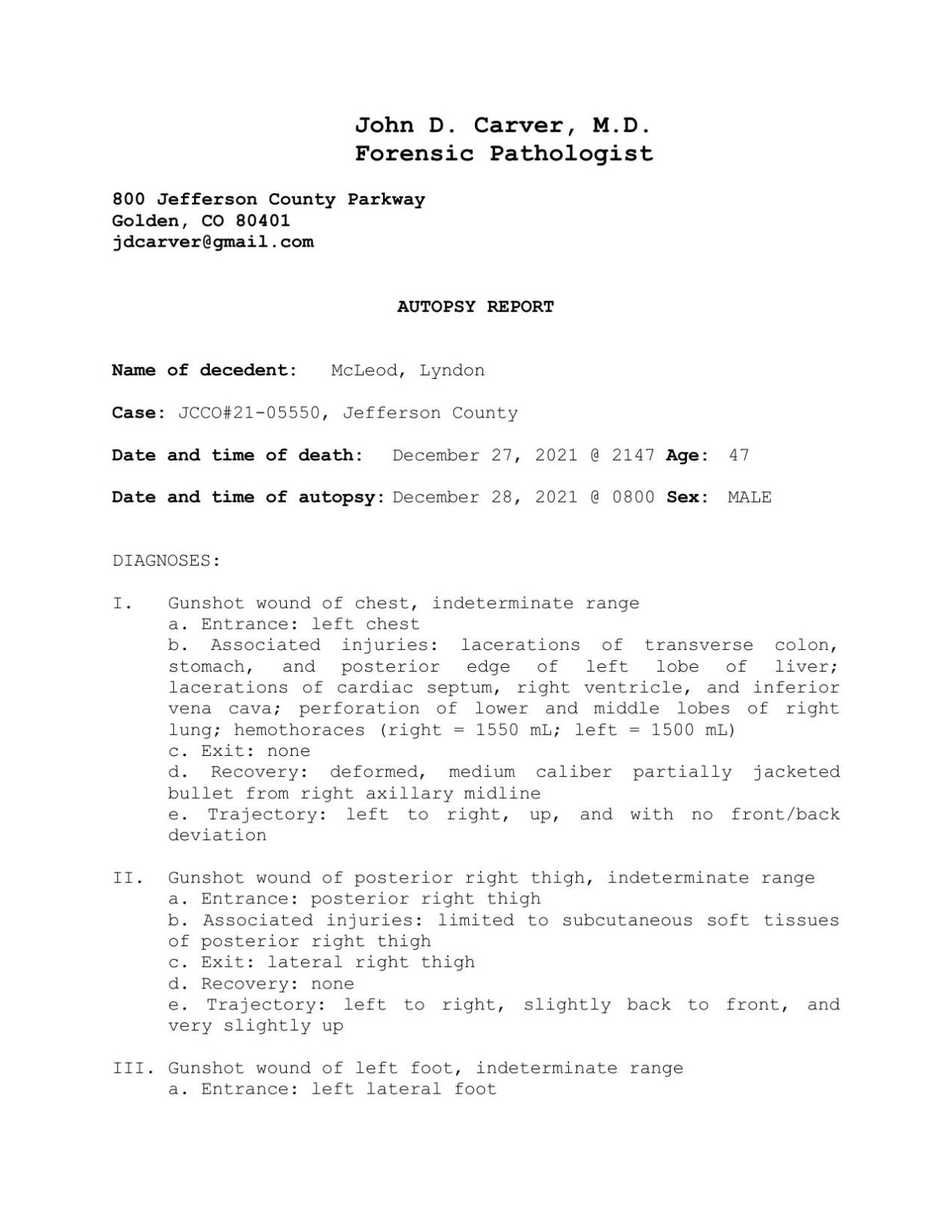 Lyndon McLeod Autopsy Report