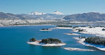 Aerial View of Snowy Frisco Bay, Colorado on Clear Day