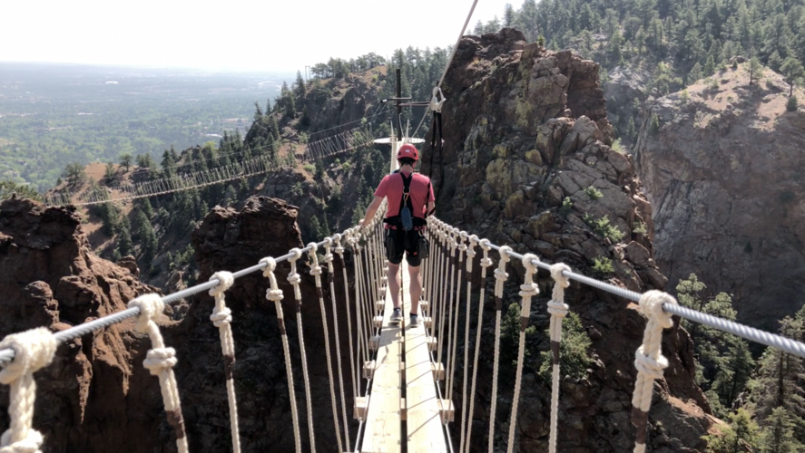 High-flying zipline soars past canyon walls in Colorado mountains