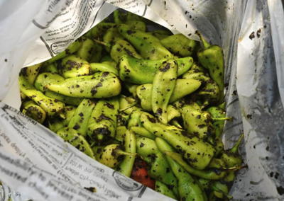 Freshly roasted chiles at Musso Farms – one of the many special ingredients that make their way to the Musso's Restaurant menu. Photo Credit: Jerliee Bennett, Gazette.