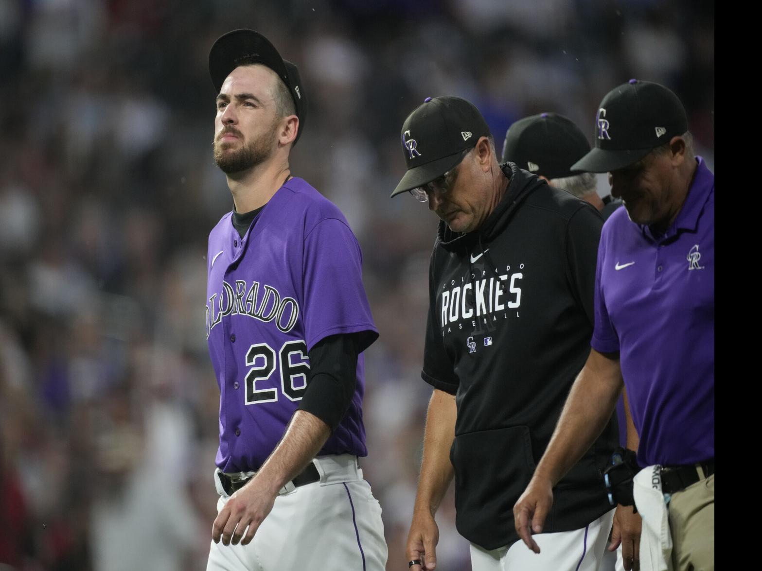 St. Louis, United States. 06th Aug, 2023. Colorado Rockies starting pitcher Austin  Gomber goes to the rozen bag during the first inning against the delivers a  pitch to the St. Louis Cardinals