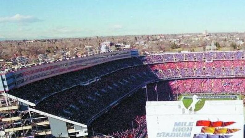 Vintage Denver Broncos Mile High Stadium Football Print