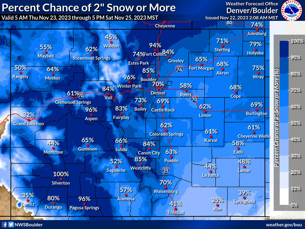 Percentage Breakdown Of How Much Snow Denver Could Get During Incoming ...