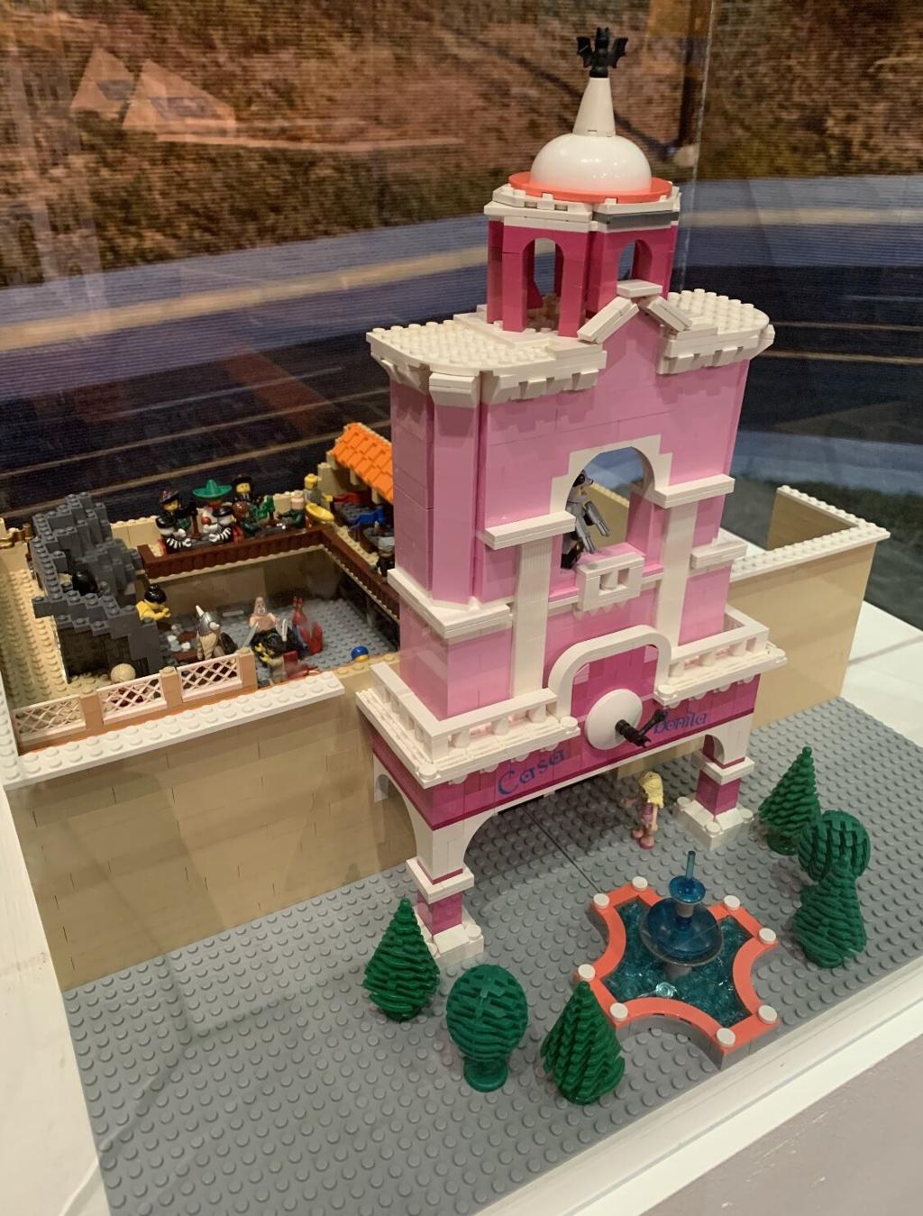 Casa Bonita replica built with thousands of pink Lego bricks