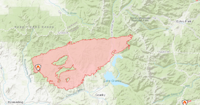 The is the latest mapping of the East Troublesome Fire, as released Thursday morning. Note the location of Rocky Mountain National Park and Trail Ridge Road. Photo Credit: InciWeb.com (screenshot).