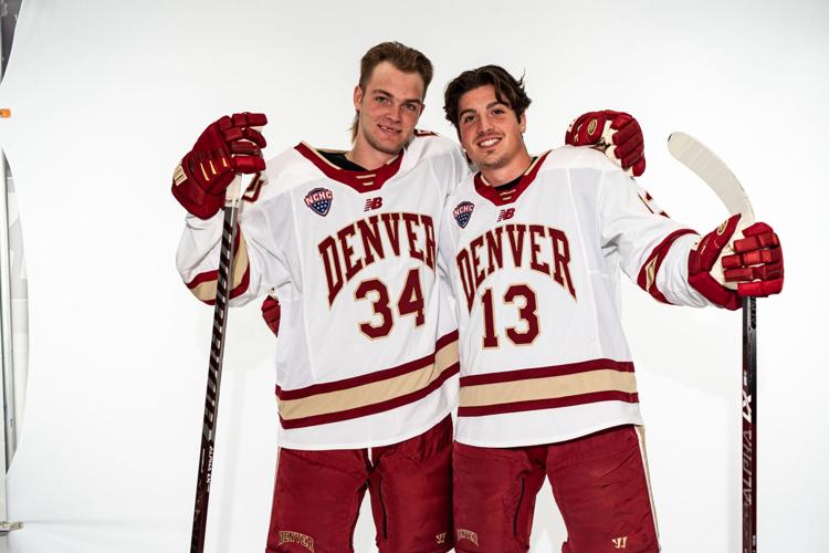 Carter Mazur and Massimo Rizzo, Denver Pioneers hockey media day