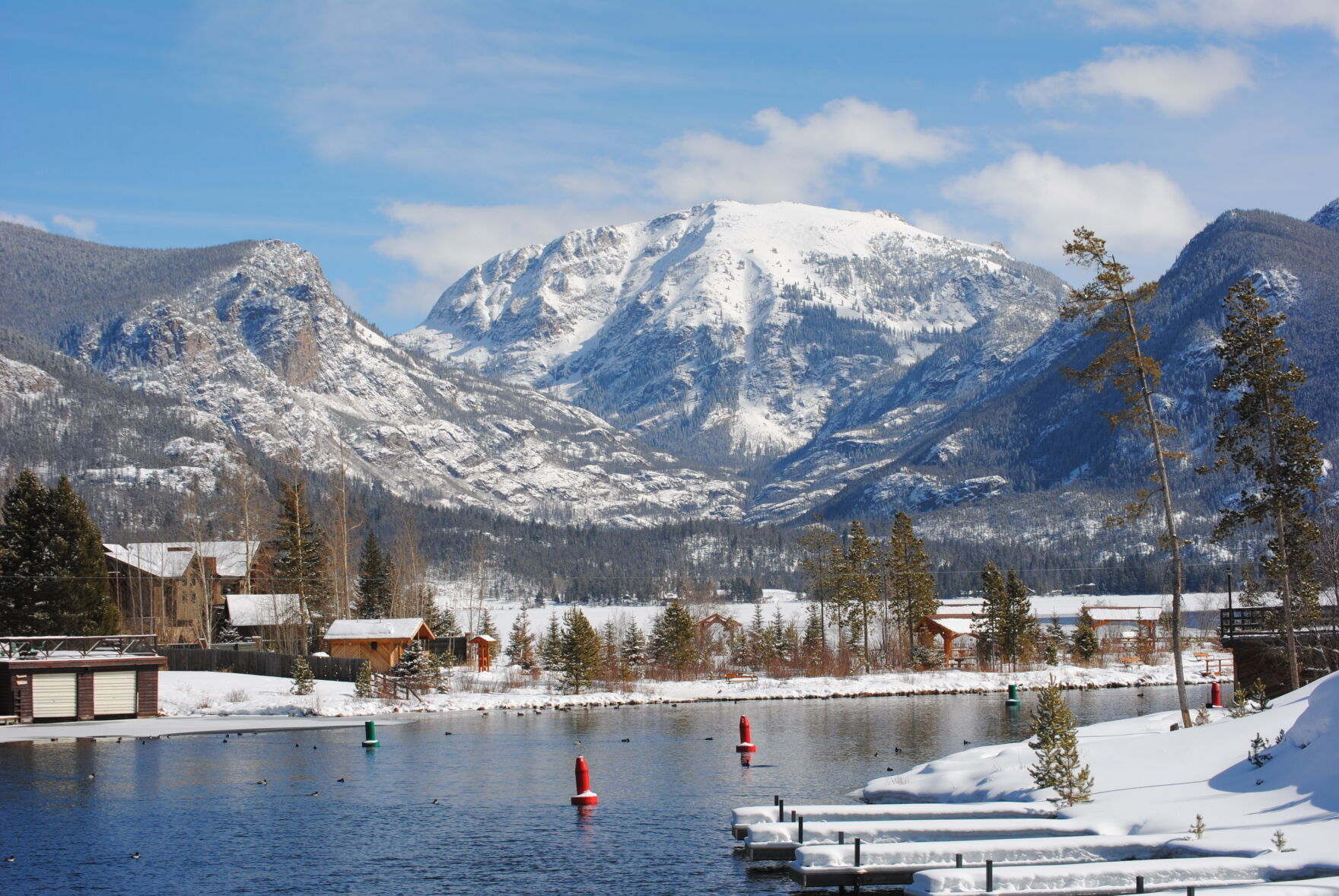 Grand County ice fishing pond hockey and snowmobiling