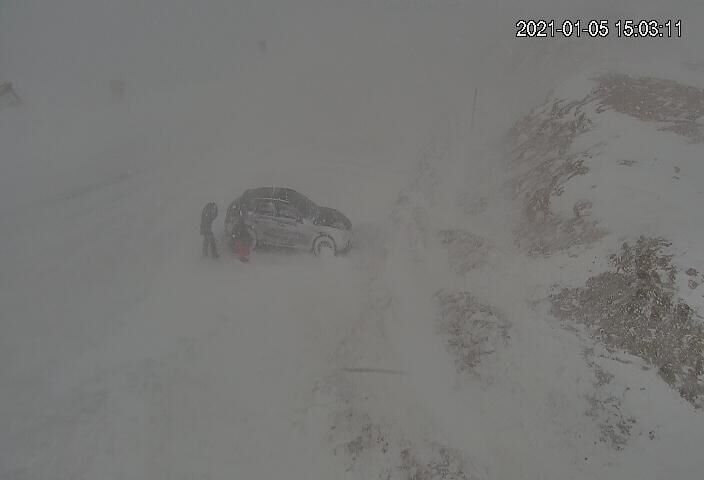 Whiteout conditions seen on Loveland Pass Tuesday. Traffic camera courtesy of CDOT.