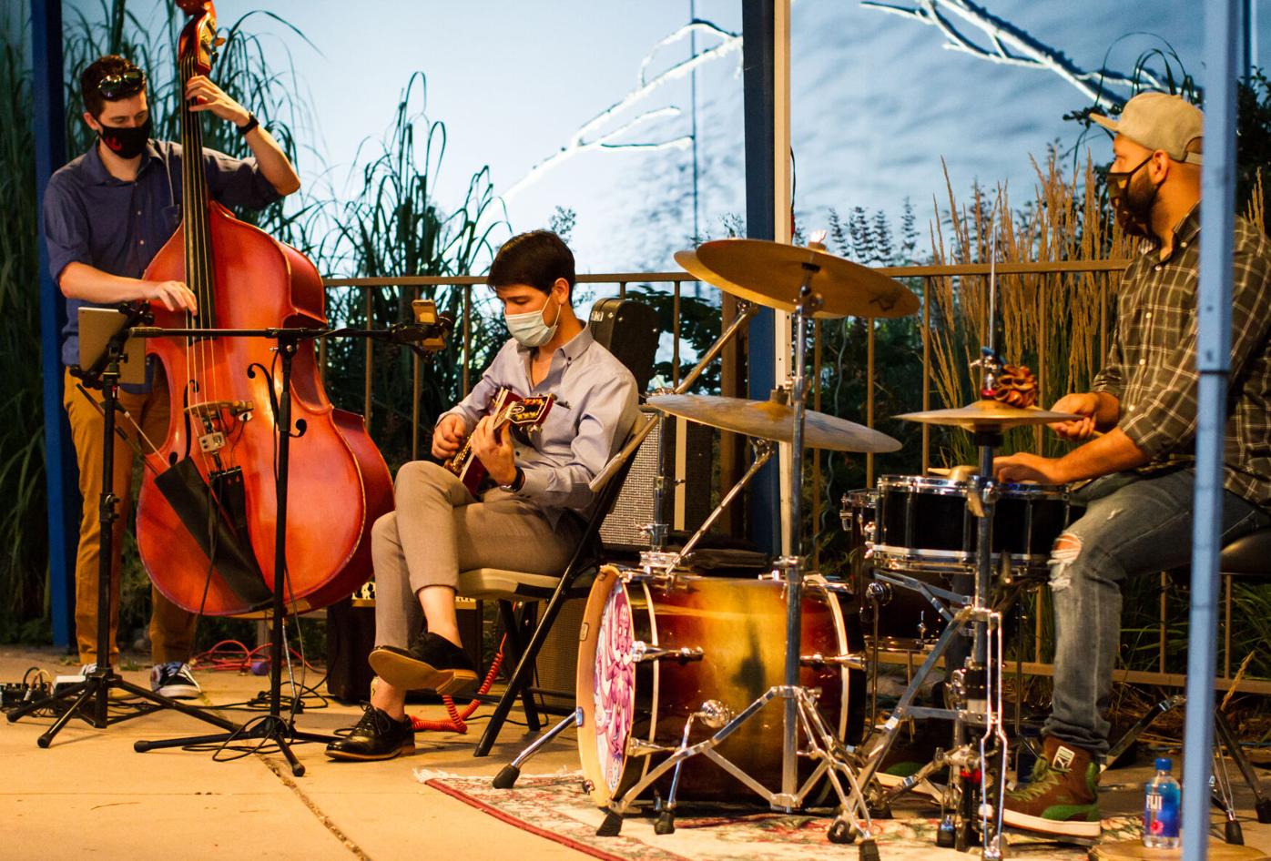The Pierce Murphy Trio performs for the Arvada Center's Front Porch Music Series Photo by Leslie Simon.jpg