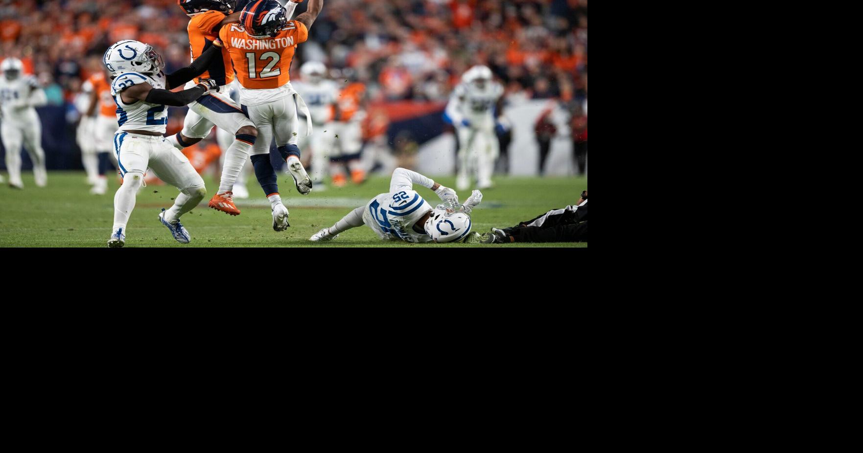 Courtland Sutton of the Denver Broncos lines up on offense against