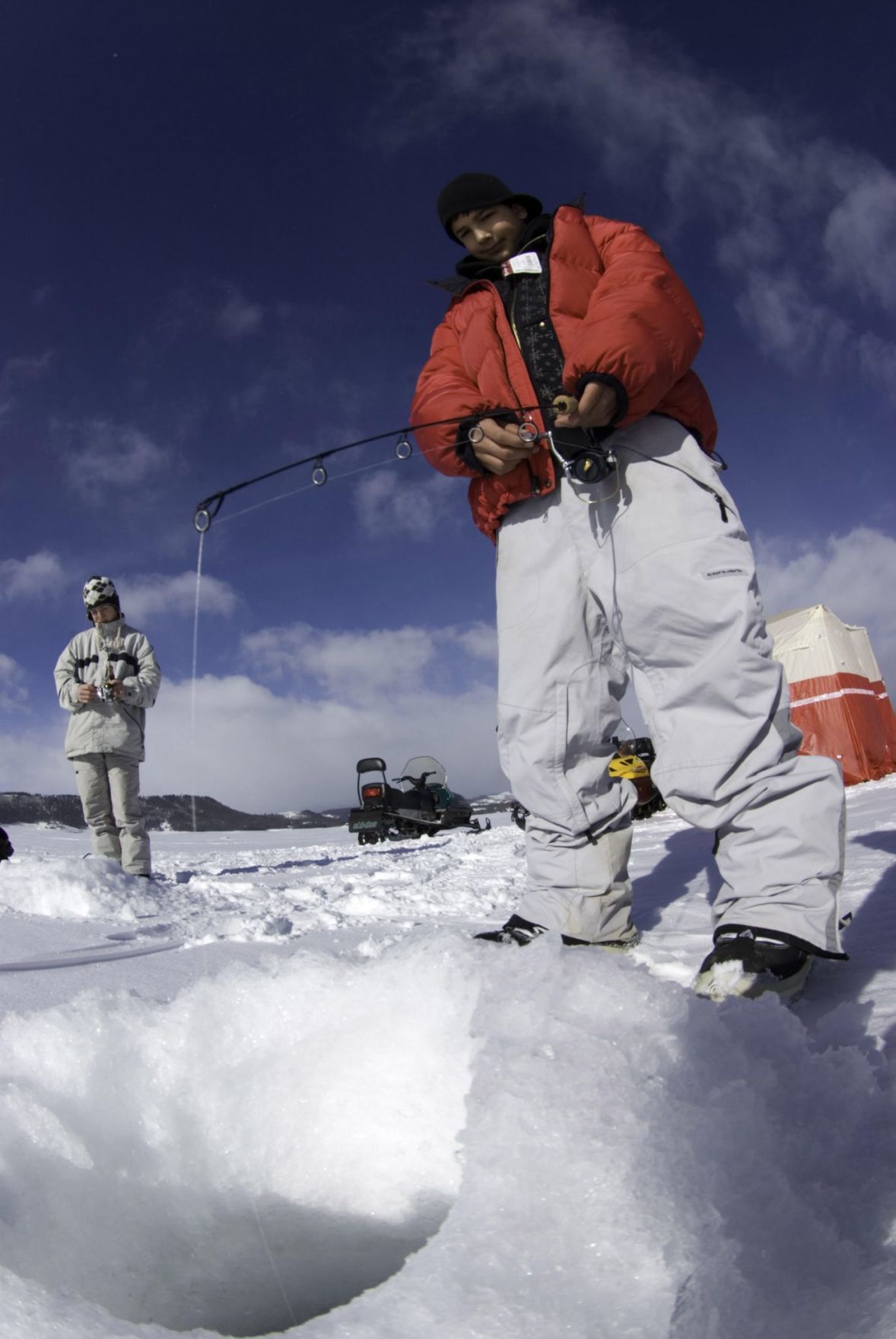 Grand County ice fishing pond hockey and snowmobiling Outdoors