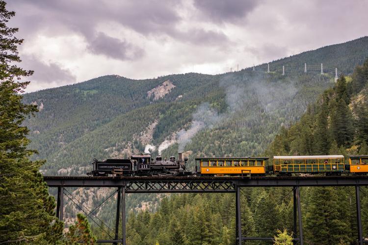 View of the famous Georgetown Loop Train in the Rocky Mountains. The Georgetown Loop train. Photo Credit: Page Light Studios (iStock).