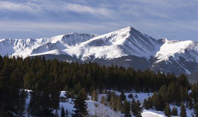 Winter view of Mount Elbert in the Sawatch Mountain Range.