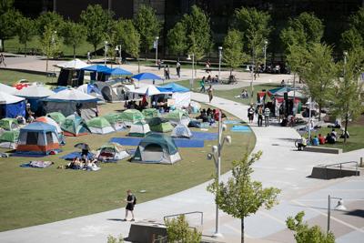 Student protestors remain on the Metropolitan State University Tivoli Quad lawn