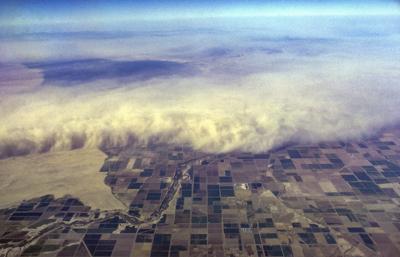 aerial view of dust storm Photo Credit: NNehring (iStock).