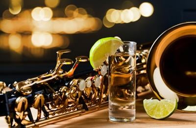 saxophone and tequila with lime