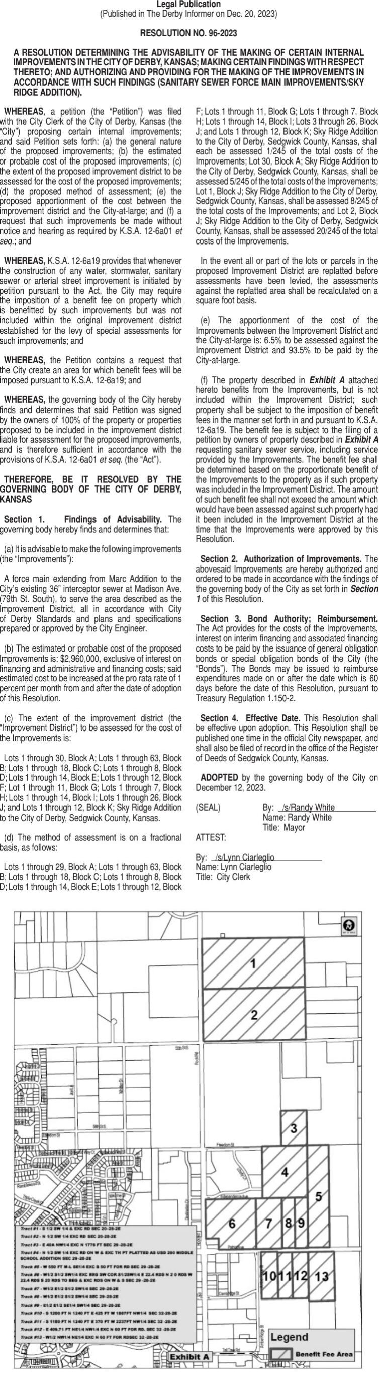 122023 Resolution 962023 City of Derby Public Notices