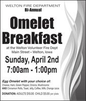 WELTON FIRE DEPARTMENT Omelet Breakfast