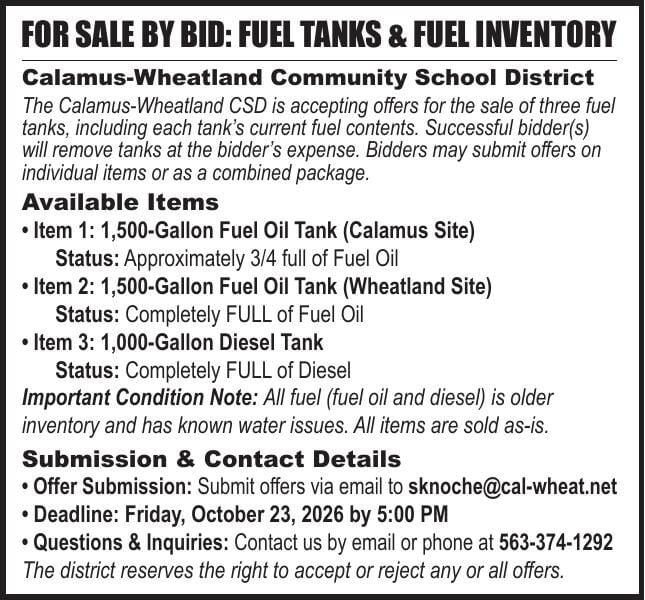 Weather Form.pdf Cal-Wheat Schools For Sale by Bid: Fuel Tanks | Items For Sale ...