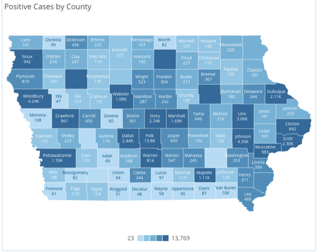 Iowa COVID-19 cases increase by 183 from Thursday to 67,982; three  additional deaths in state. Clinton County adds 30 new cases | Coronavirus  Updates | dewittobserver.com
