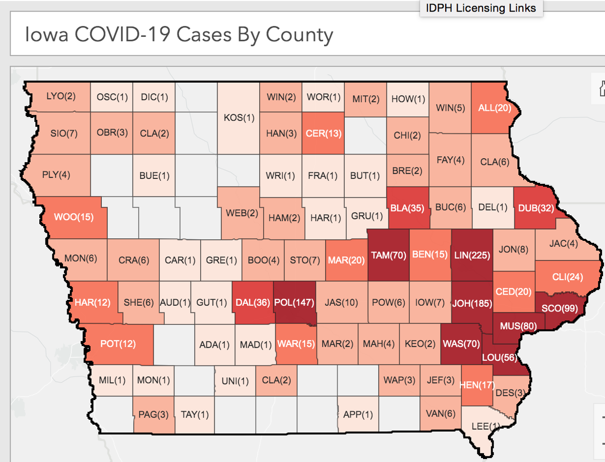 Iowa Covid 19 Cases At 1 388 According To Idph 24 Reported In Clinton County Four In Jackson County Coronavirus Updates Dewittobserver Com
