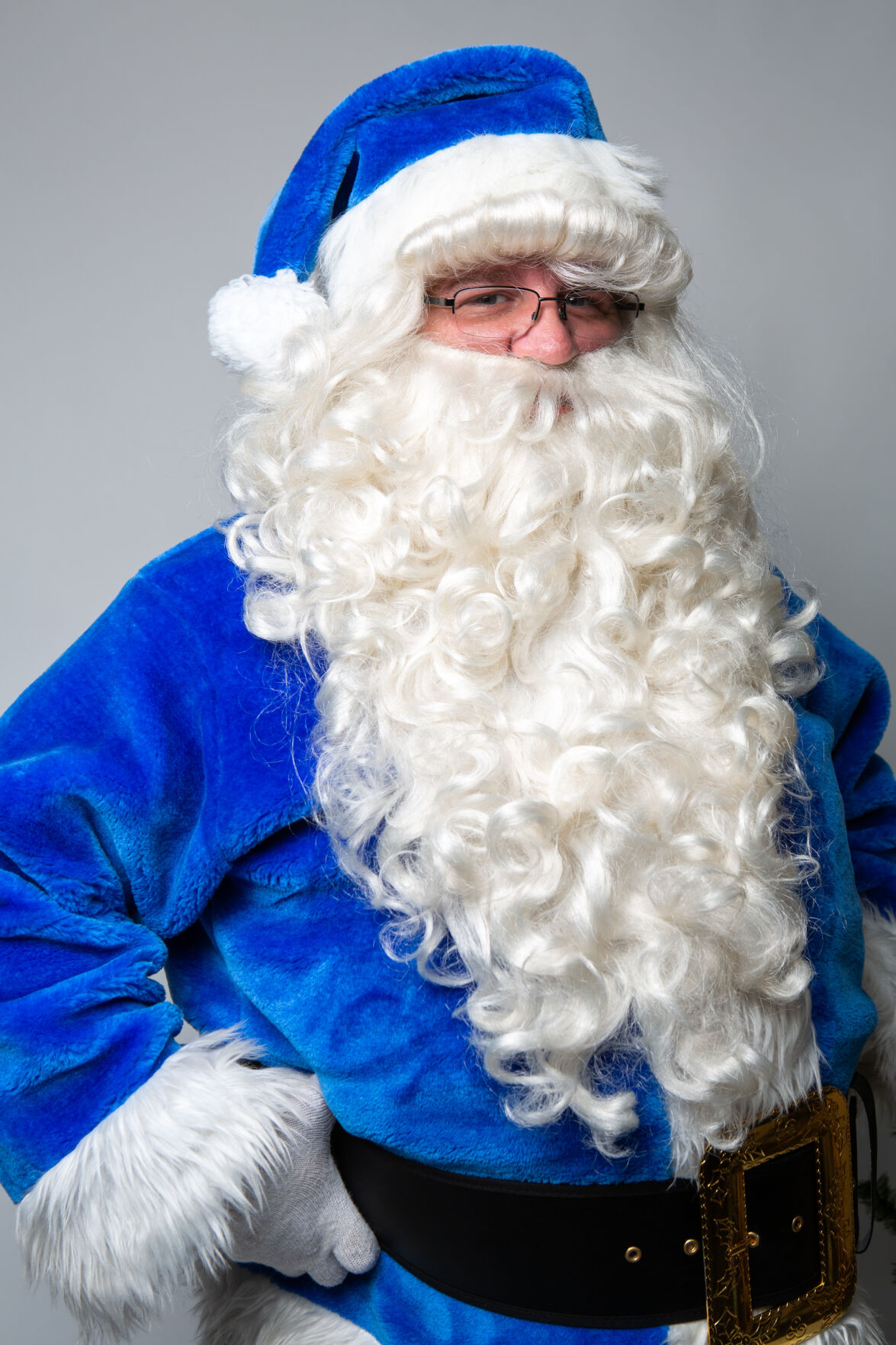 Santa in a deals blue suit