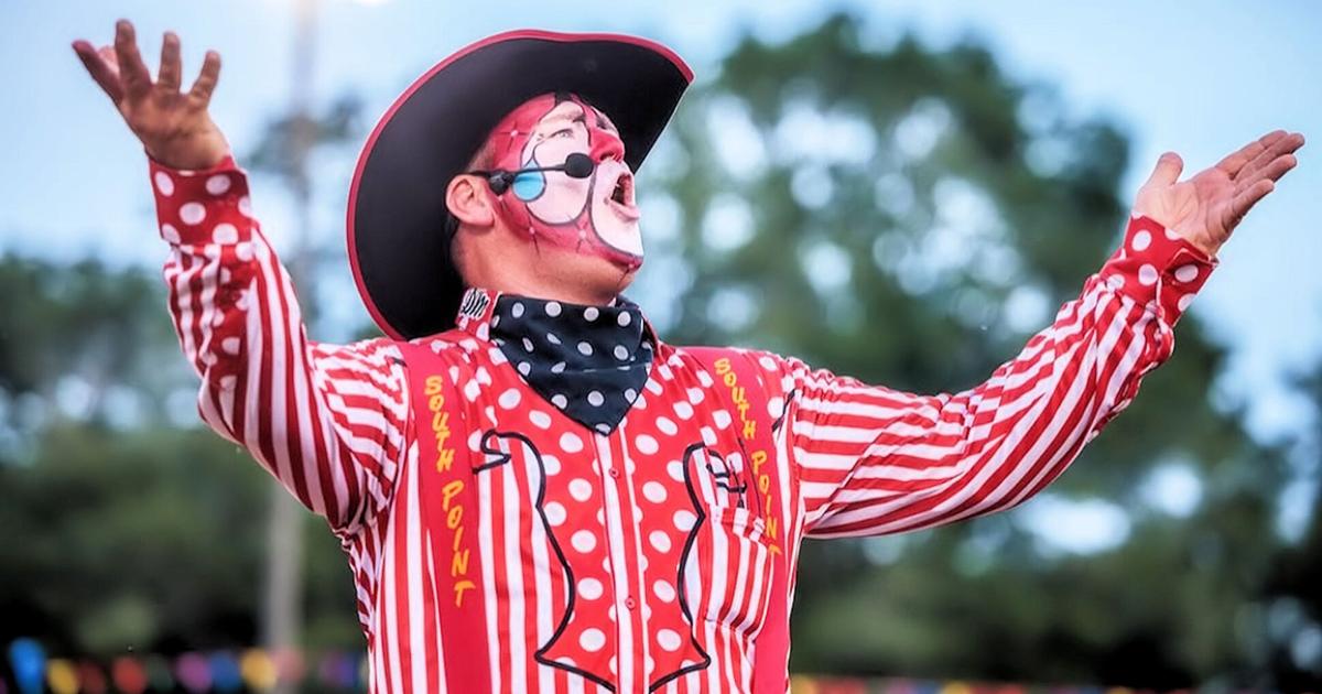 Mississippi rodeo clown Dusty Meyers performs at National Finals Rodeo in Las Vegas