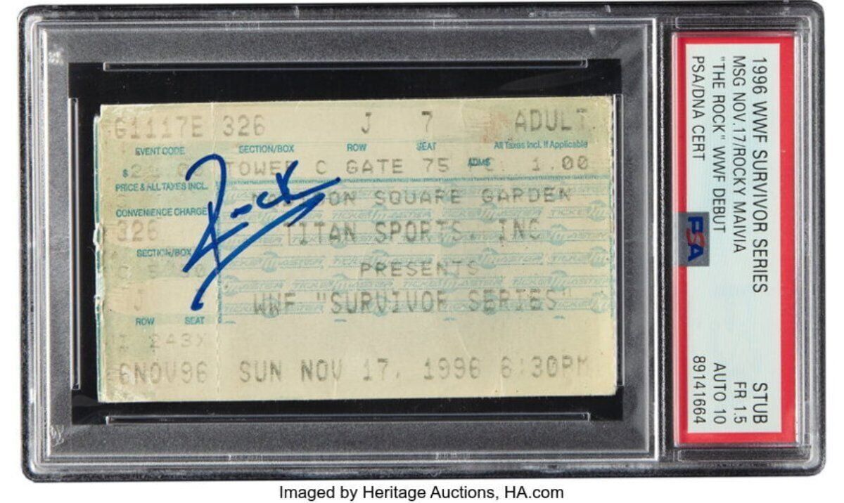 Rare signed ticket from The Rock's WWF debut sells for thousands