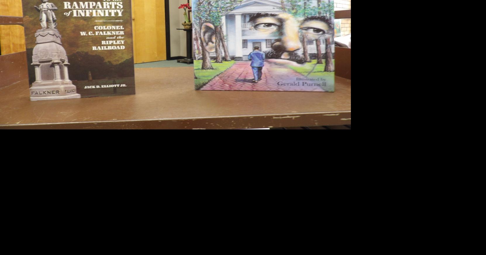 Pair of books highlighting Falkner family available for viewing at