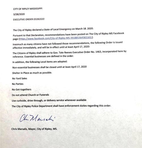 City Of Ripley Issues A Covid 19 Stay In Place Executive Order News Djournal Com