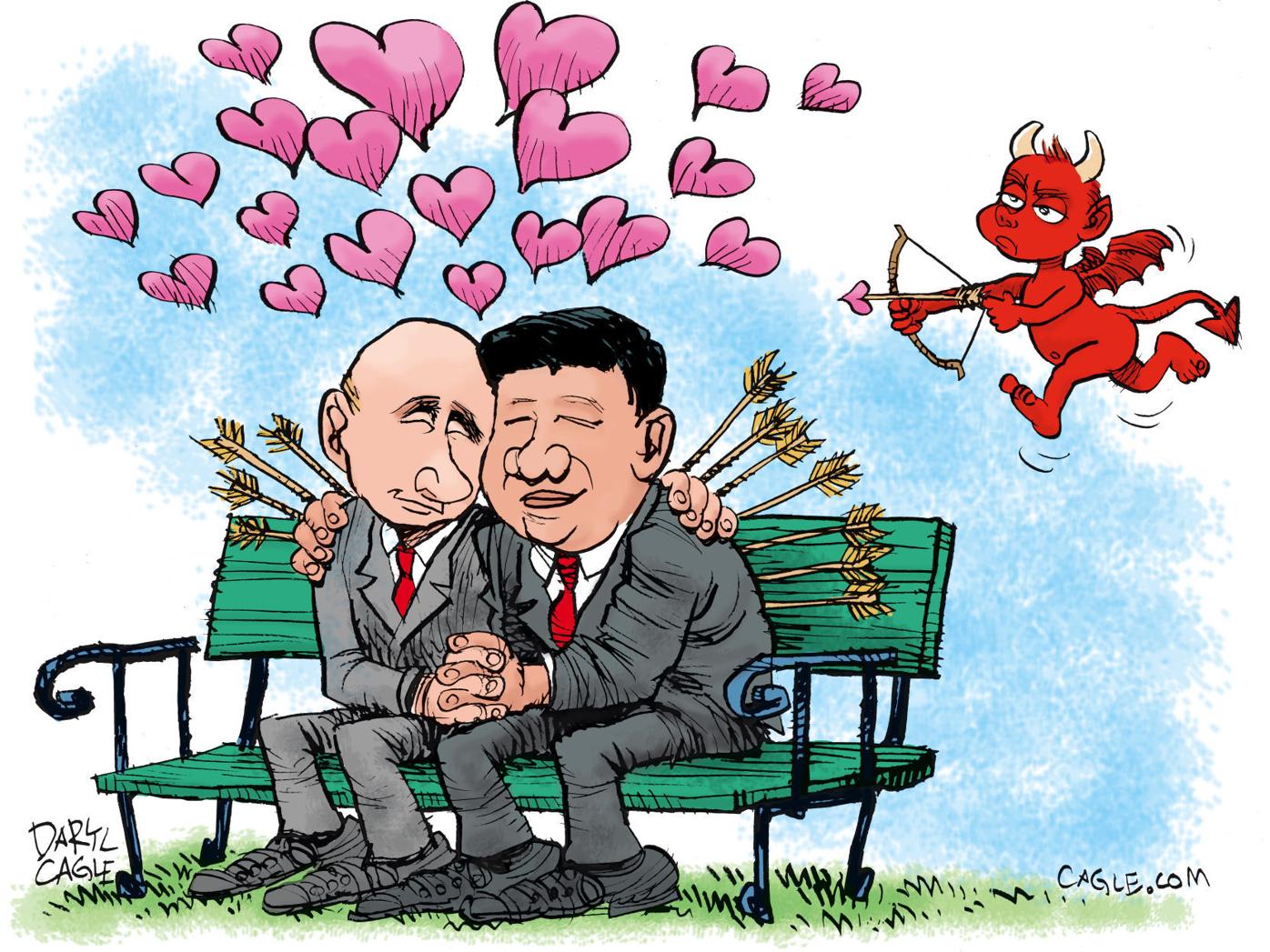 DARYL CAGLE: Putin Xi and Cupid | Editorial Cartoons 