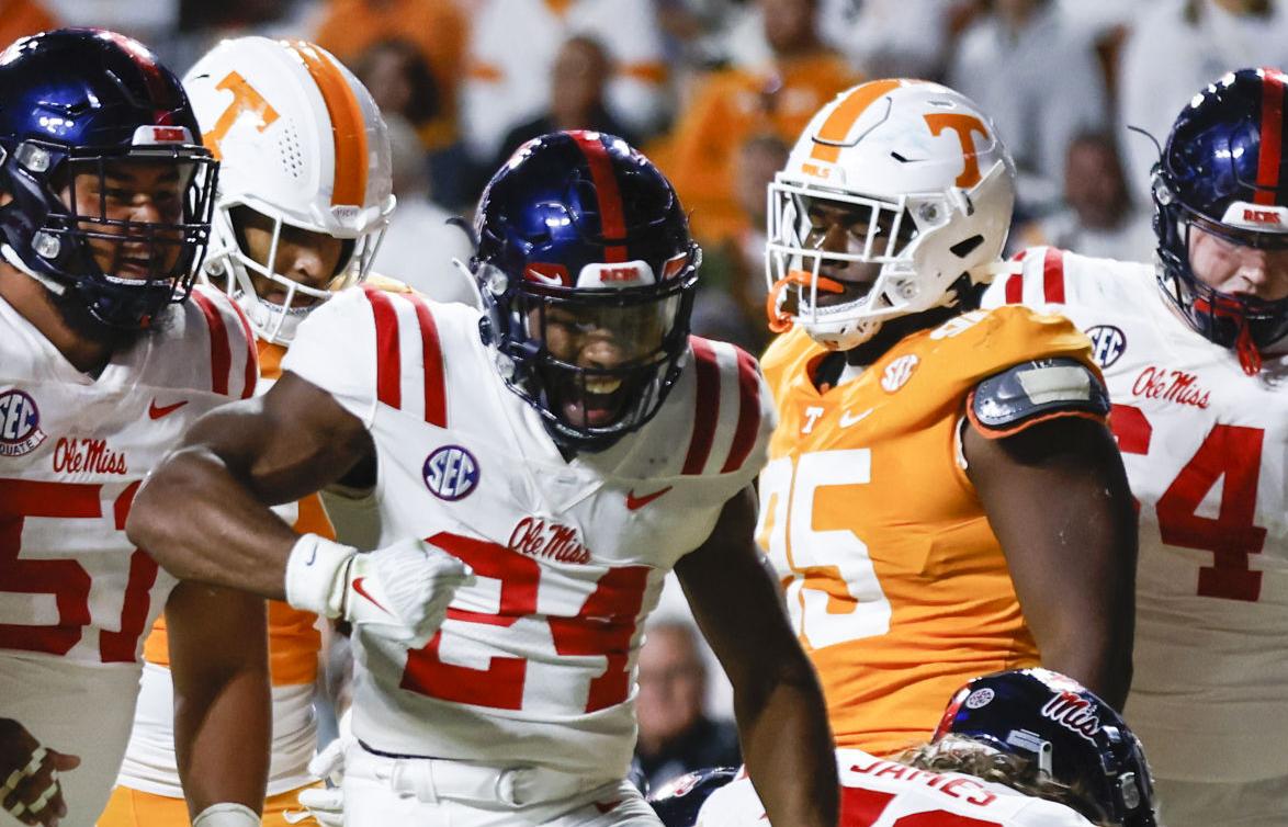 Ole Miss Rebels wide receiver Braylon Sanders celebrates a first down