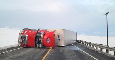 U.S. Highway 195 closed between Pullman and Idaho state line after semitruck is blown over in roadway