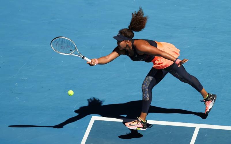 Tennis stars including Serena Williams and Naomi Osaka fill red