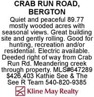 Crab Run Road, Bergton / MLS#647289