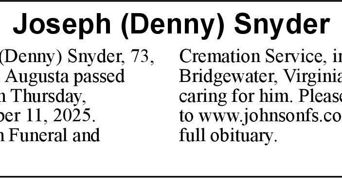 Joseph (Denny) Snyder | Obituaries | dnronline.com