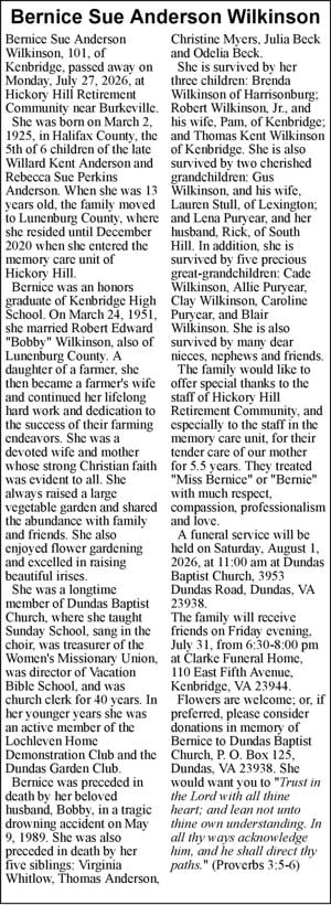 Bernice Sue Anderson Wilkinson