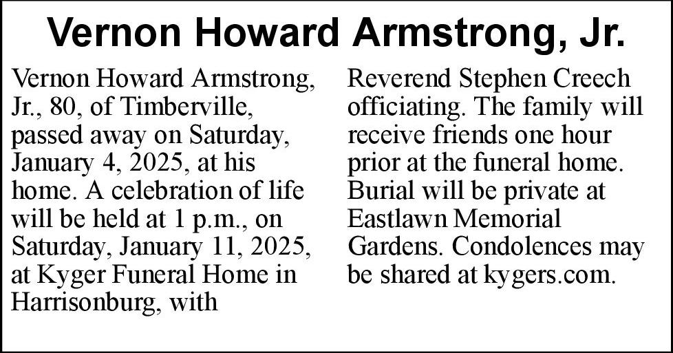 Vernon Howard Armstrong, Jr. | Obituaries | dnronline.com